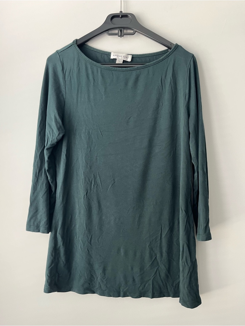 Amour Vert Deep Forest Green Scoop Neck Top